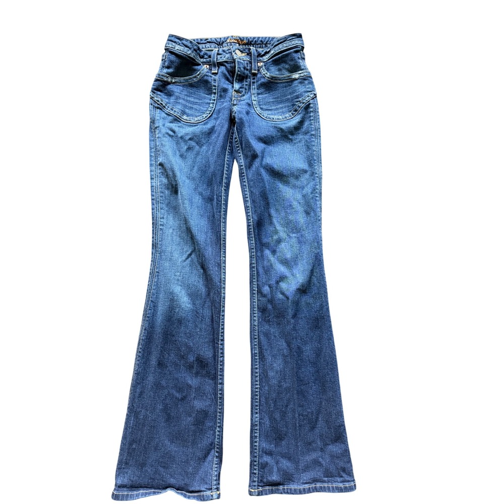 Hudson Womens Dark Wash Bootcut Jeans Curved Front Pockets Blue Denim